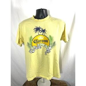 Corona Extra Beer Graphic T Shirt Yellow Palm Tree Size M